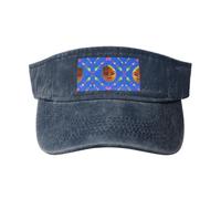 Sombrero vaquero hueco de algodón lavado con estampado de pera amarilla sonriente, moderno y versátil para todas las estaciones., Azul marino, talla única