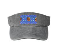 Sombrero vaquero hueco de algodón lavado con estampado de pera amarilla sonriente, moderno y versátil para todas las estaciones., Gris, talla única