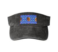 Sombrero vaquero hueco de algodón lavado con estampado de pera amarilla sonriente, moderno y versátil para todas las estaciones., Negro -, talla única