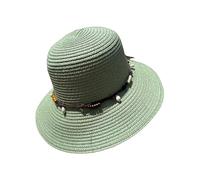 Sombrero Verde Mujer De Paja Protección Solar Panama Pamela Playa Verano Esparto Gorra para Sol Visera Enrollable con Lazo Cuerda Marrón
