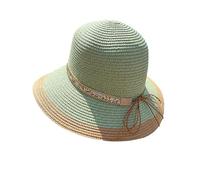 Sombrero Verde Mujer De Paja Protección Solar Panama Pamela Playa Verano Esparto Gorra para Sol Visera Enrollable Borde Marrón