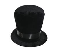 Sombrero victoriano para niños, accesorio para disfraz - Paquete de 1 - Sombrero de felpa negra suave de 55 cm con banda de satén negro - Accesorio de disfraz histórico de caballero victoriano para