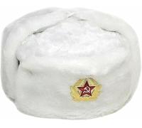 Sombrero vintage de piel del ejército soviético para hombre, sombrero de invierno cálido con insignia soviética, unisex, de piel sintética, estilo soviético, sombrero de invierno unisex, blanco, Talla
