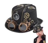 Sombrero vintage steampunk, sombrero de de cosplay, sombrero con gafas, sombrero gótico para cosplay de Halloween, disfraz de viajero del tiempo, accesorio para hombres, eventos temáticos