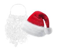 Sombrero y barba de Navidad, accesorios para trajes de Santa Claus | Falsa barba blanca y sombrero de Santa Claus para decoraciones de disfraces de Navidad para hombres y mujeres