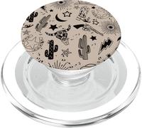 Sombrero y Bota de Vaquero con patrón Occidental de Calavera de Toro de Campo PopSockets PopGrip para MagSafe