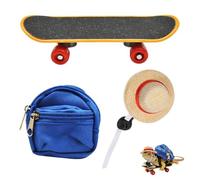 Sombrero y mochila ajustable con dragón barbudo - Kit de 3 piezas con mini monopatín para lagartos, tortugas y pequeños reptiles | Disfraz, Juego, Exploración, Terrario, Jaula, Mascotas, Hechos