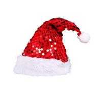 Sombreros cálidos de Papá Noel con lentejuelas brillantes de felpa gruesa para vacaciones, Navidad, Año Nuevo, gorras con ala blanca, sombreros de Navidad para adultos, mujeres, niños, hombres y