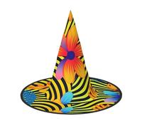 Sombreros de brujas de Halloween con patrón floral de neón, diademas de bruja, sombrero de mago, accesorios de disfraz para cosplay, fiesta, mascarada, plegable, 3 piezas