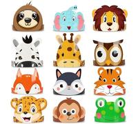 Sombreros De Fiesta De Cumpleaños Con Tema Animal, 24PCS Diademas De Animales Corona De Fiesta De Papel para Niños Regalo de Cumpleaños DIY, Sombrero De Fiesta para Foto Props Vestido De Fiesta