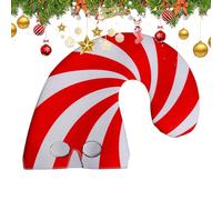 Sombreros de fiesta de día festivo, tocado de Navidad a rayas, estilo bastón de con cubierta facial ajustable, tela cálida con detalles decorativos, accesorio de temporada para adultos