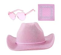 Sombreros de fiesta de vaquera, sombrero de vaquera, sombrero de vaquero, sombrero occidental 3X, sombrero de ala ancha con cordón ajustable, sombreros de fiesta con bandana y gafas