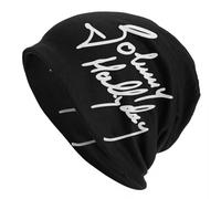 Sombreros de Gorra Personalizados de la Leyenda Francesa del Rock Johnny Hallyday Gorra de Punto Hip Hop para Mujeres Hombres Otoño Invierno Cálidos Skullies Gorros Gorros