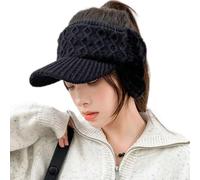 Sombreros de invierno para mujer de cola de caballo - Sombrero de punto con parte abierta y visera | Gorros diarios para exteriores, sombrero cálido para la estación fría, sombrero de ne