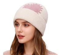 Sombreros de invierno para mujer, de punto acanalado con puños y detalle de corazón, suaves, térmicos, para clima frío, deportes al aire libre, a prueba de viento, acogedor, gorra de trapper, 05