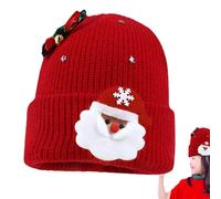 Sombreros de invierno para mujer - Sombrero festivo de punto, gorro para frío con Papá Noel y campana A - para las de Navidad, invierno, vacaciones, nieve, senderismo, ciclismo y frío, rojo, L