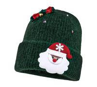 Sombreros de invierno para mujer - Sombrero festivo de punto, gorro para frío con Papá Noel y campana A - para las de Navidad, invierno, vacaciones, nieve, senderismo, ciclismo y frío, Verde