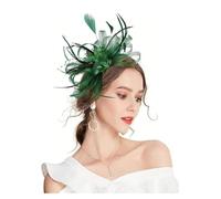 Sombreros de malla con flores for mujer, ideales for bodas, fiestas té, diadema y clip Para Bodas, Fiestas de Té(Green)