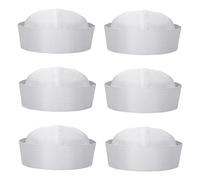 Sombreros de marinero blancos personalizados de 6 piezas, sombreros de capitán de la Marina personalizados para adolescentes y adultos, accesorios de fiesta de disfraces de sombrero de yate