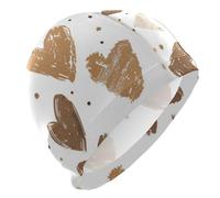 Sombreros de natación de corazón marrón unisex para adultos, pelo corto, impermeable, para mujeres, protección del cabello y reducción de arrastre, gorro de natación para hombre