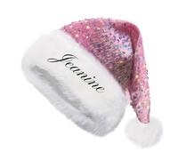 Sombreros de Navidad para adultos, con nombre bordado con lentejuelas, gorro de punto personalizado, gorro festivo brillante personalizado, 14#_pink_821773889_3, Talla única