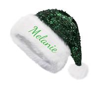Sombreros de Navidad para adultos, con nombre bordado con lentejuelas, gorro de punto personalizado, gorro festivo brillante personalizado, 09#_verde_822482508_1, Talla única