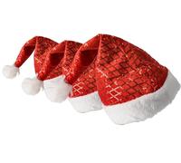 Sombreros de Navidad para adultos, mujeres y hombres, Lentejuelas Sombreros de Santa Claus, rojo, talla de cabeza 54-56, 3 unidades de sombreros para fiestas