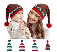 Sombreros de Navidad personalizados con texto bordado, sombrero de Papá Noel de punto personalizado para adultos y niños, gorro de Navidad grueso para fiestas de Año Nuevo, sombreros de fiesta