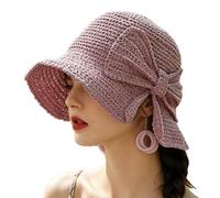 Sombreros de Paja para Mujer con ala Ancha - Plegable con, ala Ancha Resistente a Rayos UV - Sombrero Tipo Cubo para Verano - para Viajes Vacaciones Playa