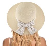 Sombreros de Paja para Mujeres, Sombrero de Playa UV de Verano, Sombrero de Sol de ala Ancha Plegable para Chicas