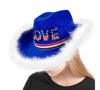 Sombreros de para mujer, Blue Western Cowboy Hat With Edge, 4 de julio, Día de la Independencia, amor, sombrero rojo, y azul, fiesta Mardi Gras, rojo, y azul Dreier Krempenhut