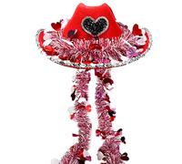 Sombreros de para mujer, disfraz de fieltro de de corazón, disfraz rojo romántico, sombrero occidental, para adultos, mujeres, concierto de playa, camping, viajes, bailes de máscaras