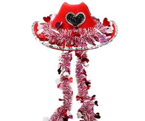 Sombreros de para mujer, disfraz de fieltro de de corazón, disfraz rojo romántico, sombrero occidental, para adultos, mujeres, concierto de playa, camping, viajes, bailes de máscaras