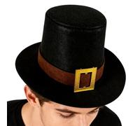 Sombreros de peregrino - Accesorios de disfraz ajustables | Fiesta Cosplay Sombrero de cilindro negro | Para mujeres, hombres, jóvenes, adultos, actuaciones escolares, cosplay, sesiones de fotos