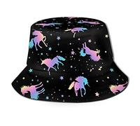 Sombreros de pescador a la moda, plegable, para exteriores, para mujeres y hombres, Patrón de silueta de unicornio y estrella., talla única