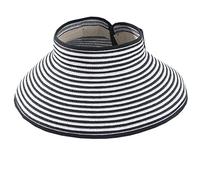 Sombreros de playa para mujer, plegables, de paja con ala ancha y cola de caballo para protección UV y viajes de verano, SM01, Negro & blanco, Talla única