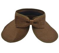 Sombreros de playa para mujer, plegables, de paja con ala ancha y cola de caballo para protección UV y viajes de verano, SM01, Café, Talla única