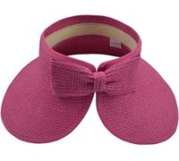 Sombreros de playa para mujer, plegables, de paja con ala ancha y cola de caballo para protección UV y viajes de verano, SM01, Rosa, Talla única