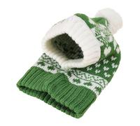 Sombreros de punto para mascotas, sombreros de Papá Noel hechos a mano, gorro de perro de Papá Noel, calentador de orejas | Diadema protectora de punto para mascotas con patrón de amor y copo de nieve