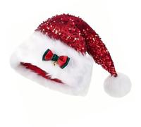 Sombreros De Santa Claus De Peluche - Accesorio De Cabeza Con Lentejuelas Y Lazo Espesado - Gorro De Santa Claus Para | Para Vacaciones, Cosplay, Trajes De Fiesta, Regalos, Artesanía, Acces