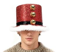 Sombreros De Santa Claus | Sombrero de Santa con Pelusa Blanca y 3 Campanillas - Sombrero de Ala Ancha | Para Hombres Y Mujeres De Familia Durante Navidad Y Año Nuevo Para Reuniones Y Cosplay