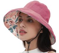 Sombreros de sol 100% algodón para mujer, de ala ancha, para jardinería, viajes, protección solar, plegable, para playa, ala plegable, Winred+Flower, 5