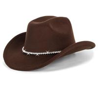 Sombreros de Vaquera con Purpurina Plateada y Negra para Mujer, Sombrero de Vaquera con Diamantes de imitación Brillantes para Mujer, Talla M-L, 7-7 1/4