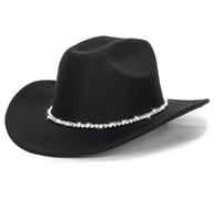 Sombreros de vaquera con purpurina plateada y negra para mujer, sombrero de vaquera con diamantes de imitación brillantes para mujer, talla M-L, 7-7 1/4