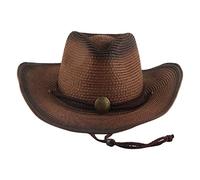 Sombreros de vaquero unisex de paja transpirables para hombre y mujer, con cuerda ajustable, plegable, con ala enrollable, protección UV, ligeros, estilo retro, ahuecados, estilo fedora de Panamá