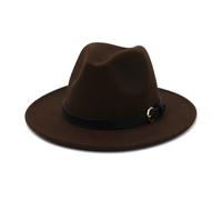 Sombreros de Vestir Otoño Invierno Mujeres Hombres Elegante Sombrero Fedora de Fieltro de Lana Clásico Sólido Verde Blanco Negro Rosa Sombrero(Coffee,56to58cm)