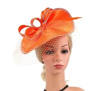 Sombreros elegantes for mujer con velo, diadema, sombrero for fiesta de té, tocado for diamantes imitación, sombreros for misa fotografía Para Bodas, Fiestas de Té(Orange)