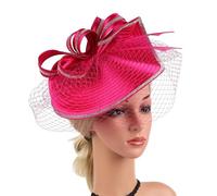 Sombreros elegantes for mujer con velo, diadema, sombrero for fiesta de té, tocado for diamantes imitación, sombreros for misa fotografía Para Bodas, Fiestas de Té(Rose red)