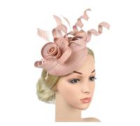Sombreros Fascinators Sombrero tocado de flores for mujer, diadema con clips, sombrero pastillero, sombreros for fiesta té y cóctel for(Red)