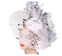 Sombreros Fascinators Tocados de boda for mujer, tocados flores for sombrero, cóctel, diadema, pastillero nupcial(WHITE)